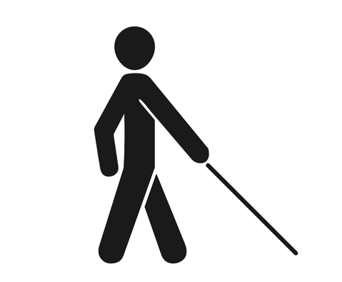 Logo représentant une silouhette humaine marchant avec une canne blanche